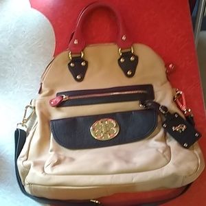 Emma fox tan, black, and red purse